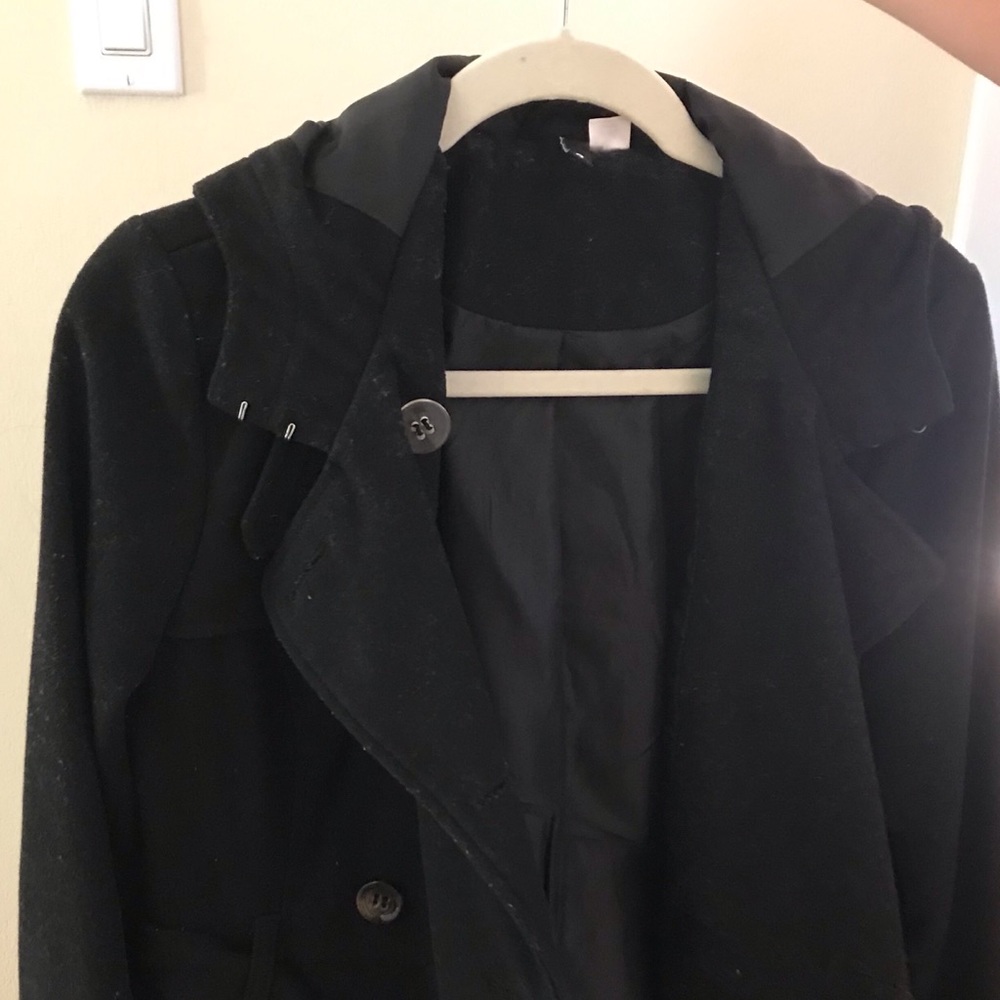 H&M Black Coat with Hood XS